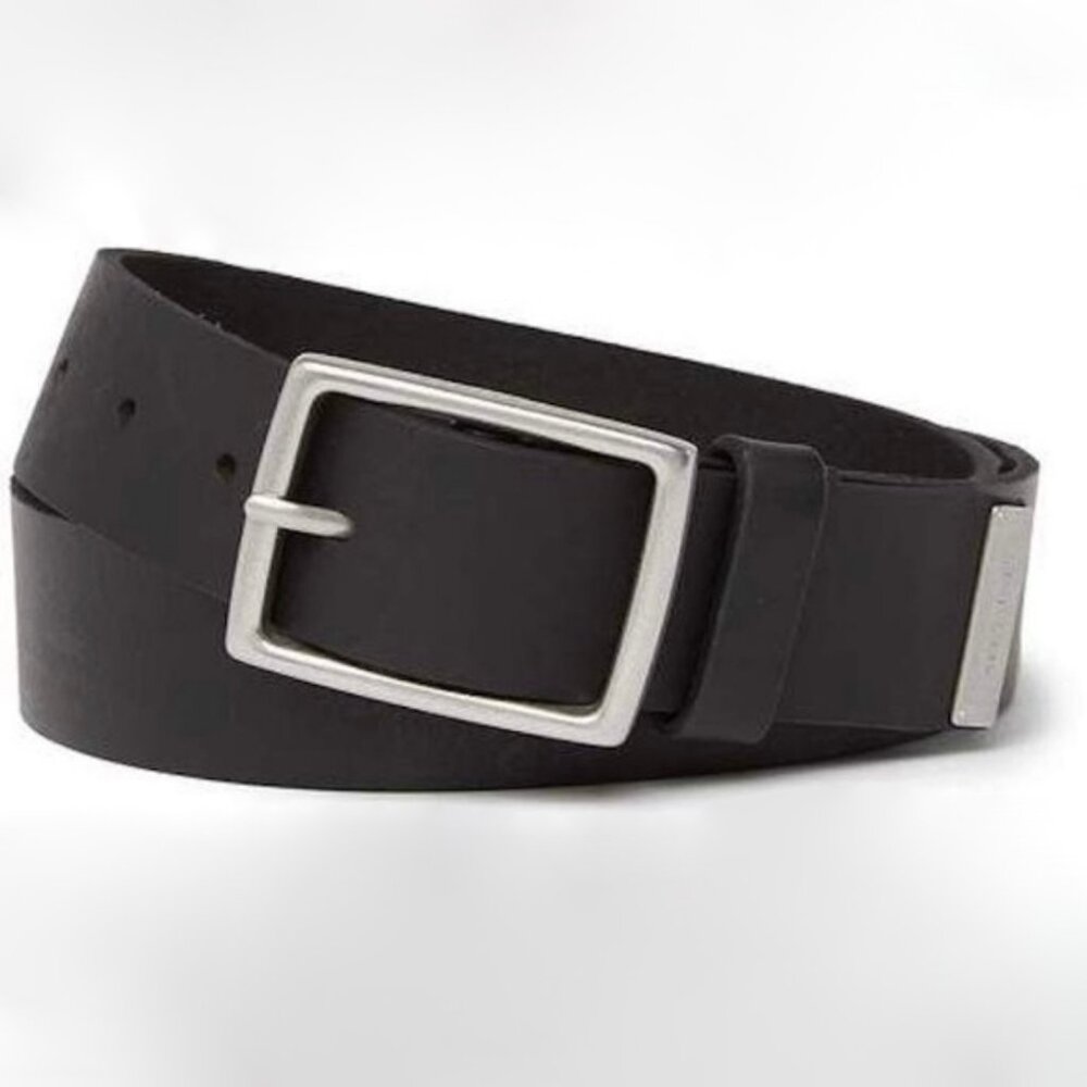 AllSaints Metal Tip Leather Black Belt